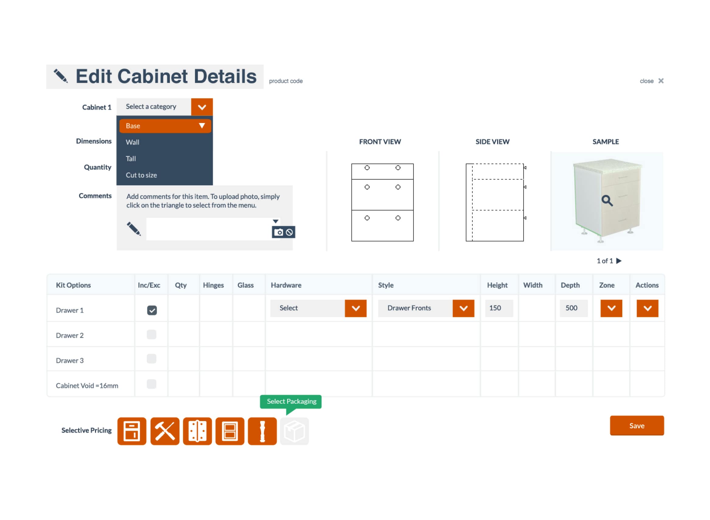 Cabinets Online User Interface