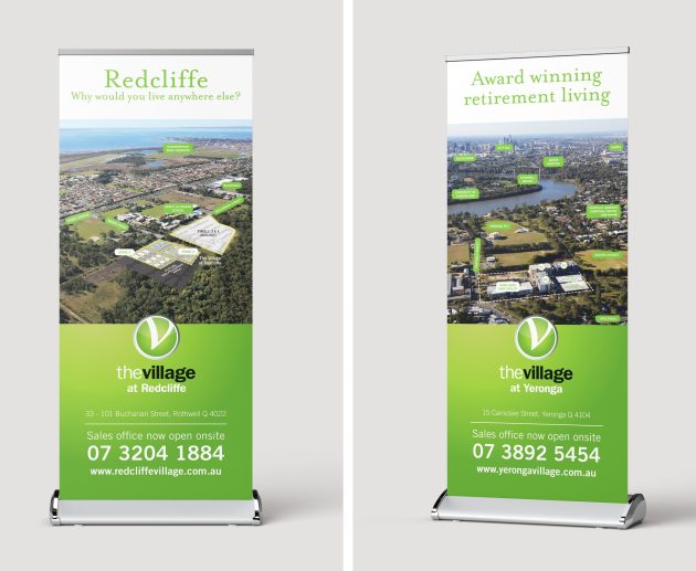 the village retirement group pull up banners