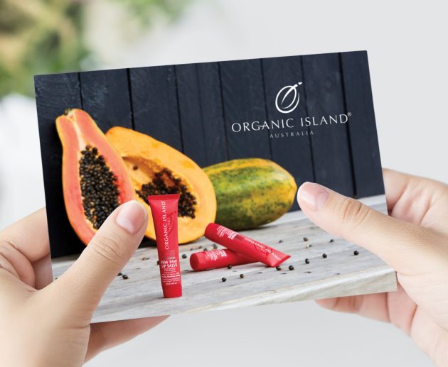 organic island thank you postcard